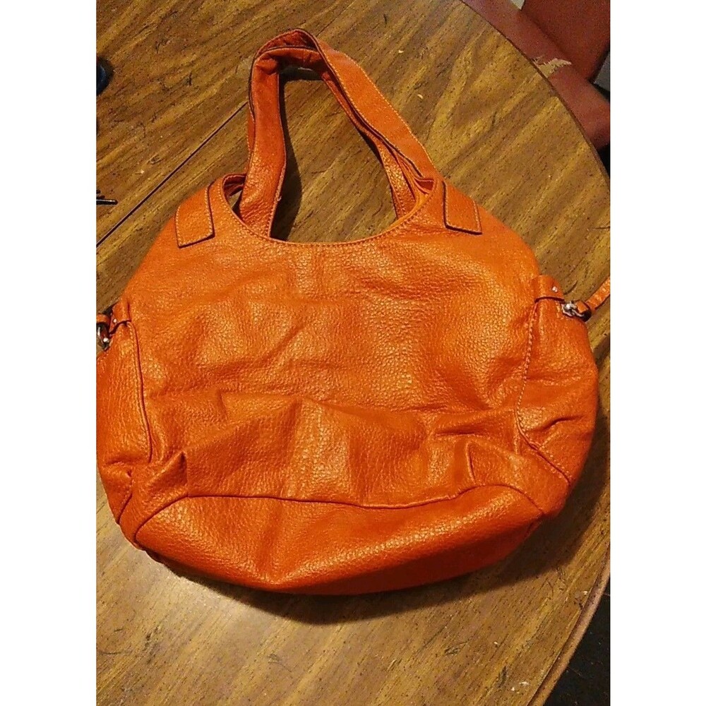 Stylish Orange Leather Shoulder Bag - Women - Picture 2 of 6
